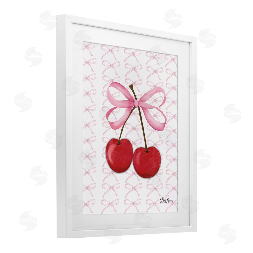 Lisa Larson Pink Coquette Cherries White Framed Print Under Glass Wall Art