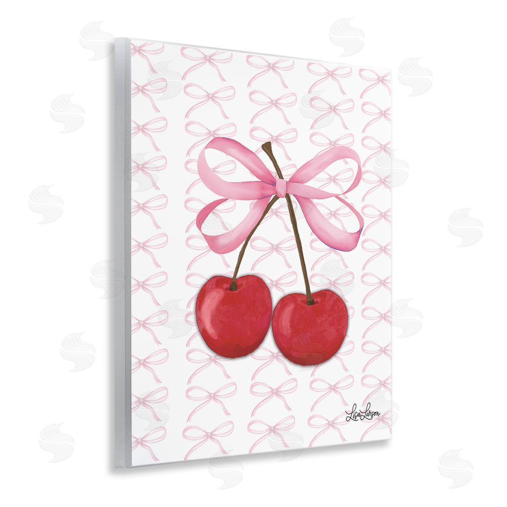 Lisa Larson Pink Coquette Cherries Wooden Wall Plaque Art Print