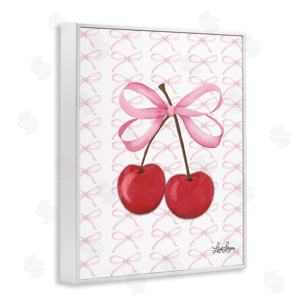 Lisa Larson Pink Coquette Cherries White Framed Giclee Wall Art Print