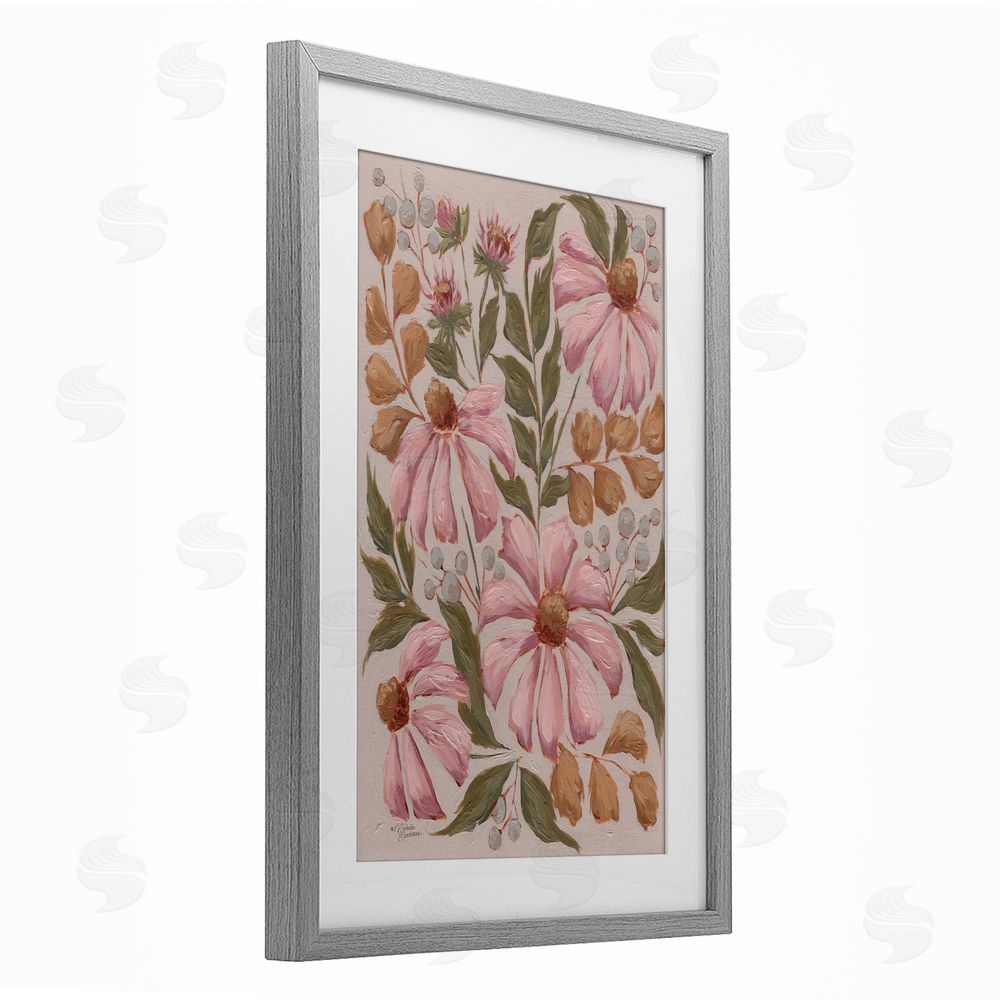 Michele Norman Nature's Dance Pink Coneflower Gray Framed Print Under Glass Wall Art
