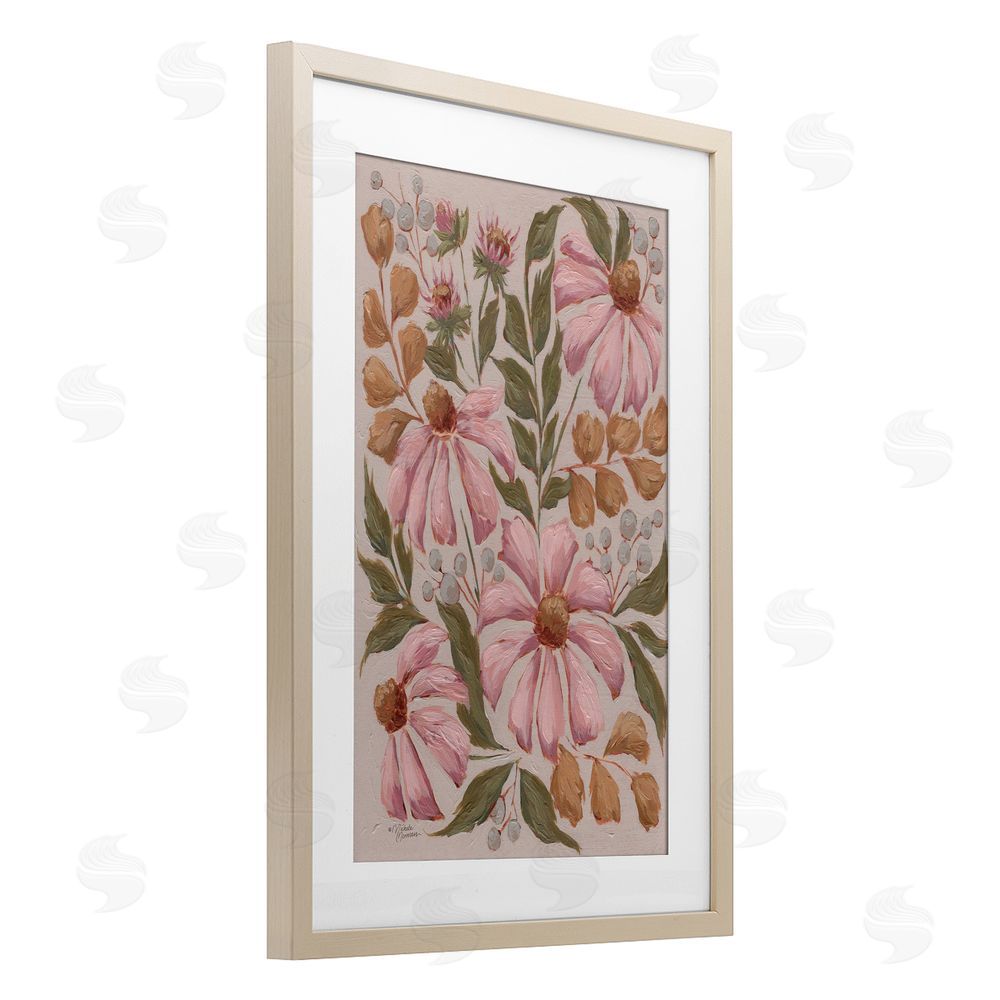 Michele Norman Nature's Dance Pink Coneflower Brown Framed Print Under Glass Wall Art