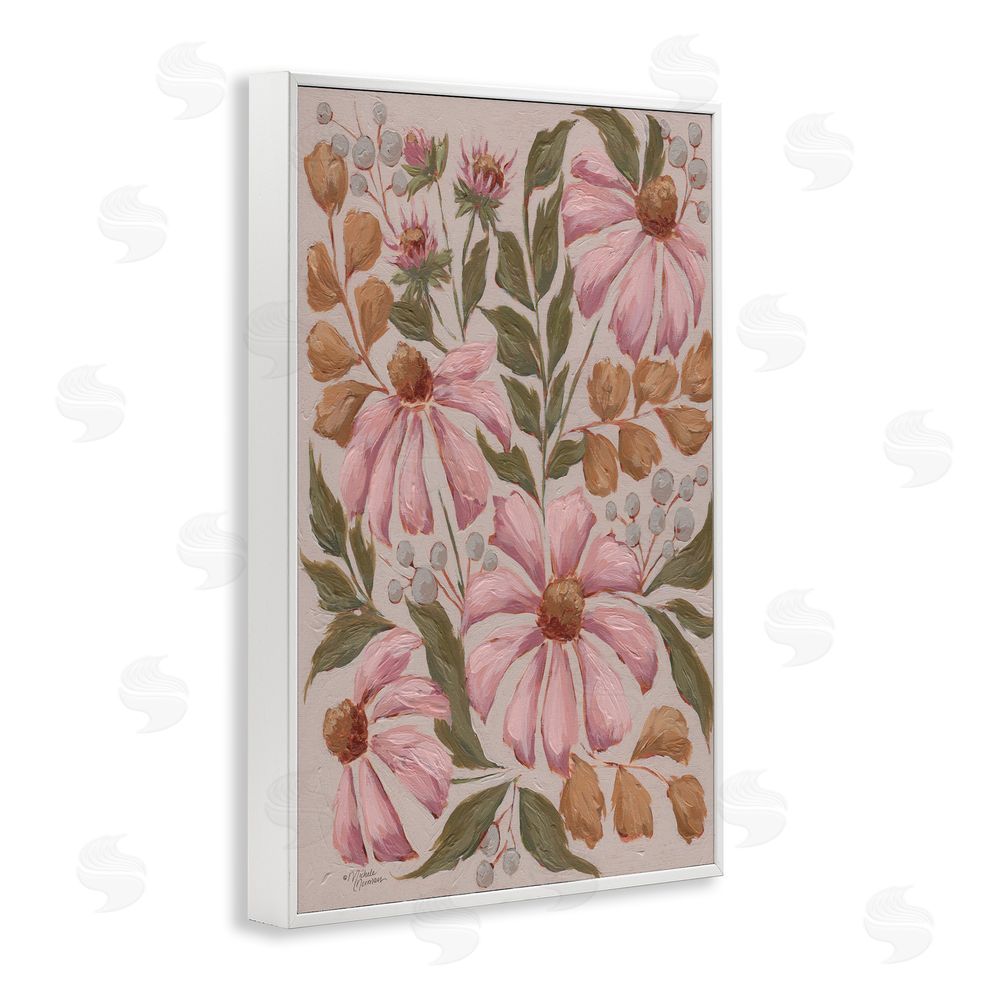 Michele Norman Nature's Dance Pink Coneflower White Framed Giclee Wall Art Print