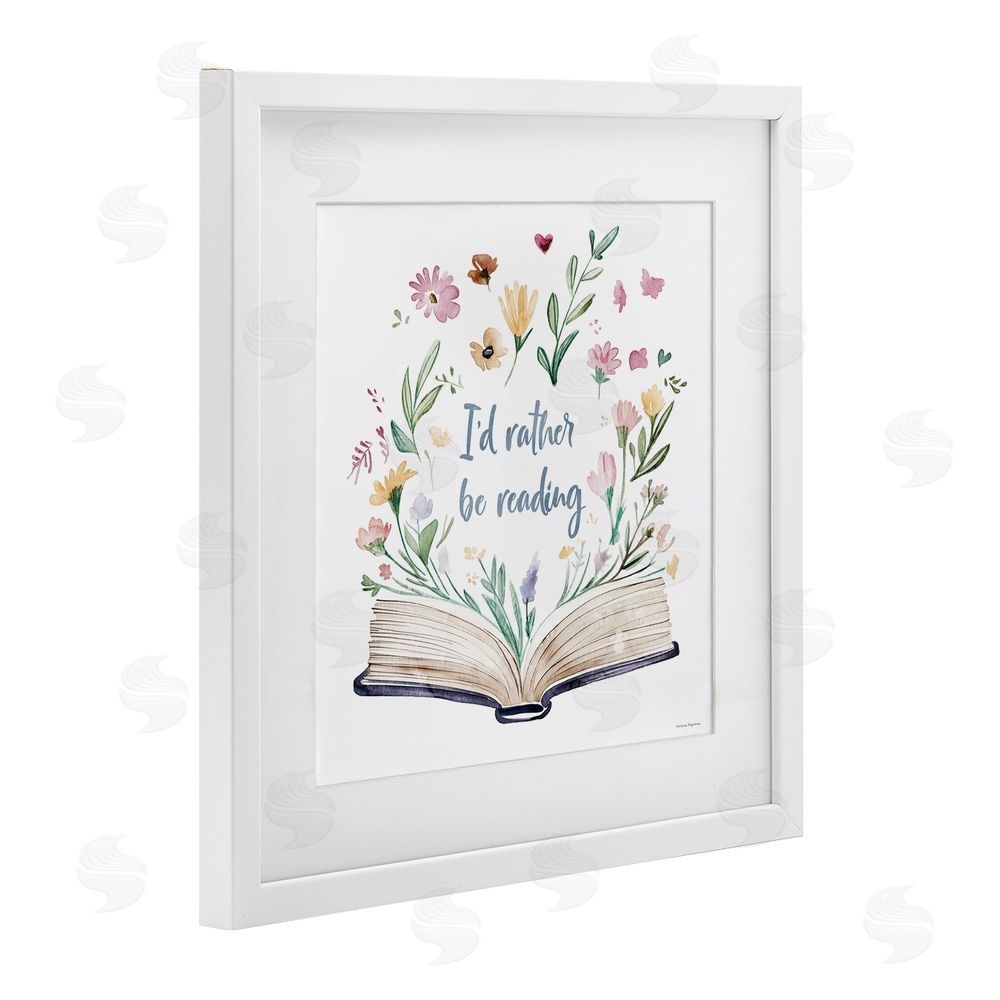 Svetlana Aleynikova I'd Rather Be Reading with Blooms White Framed Print Under Glass Wall Art