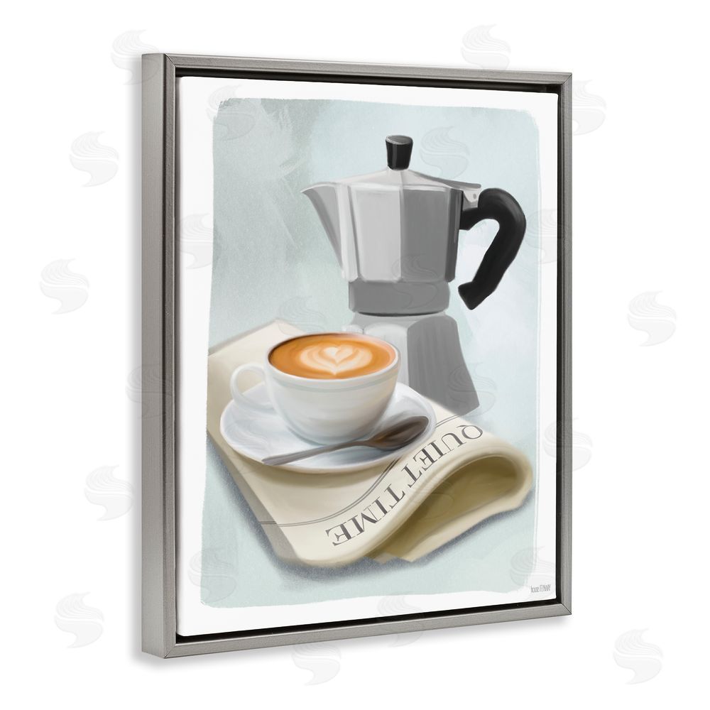 House Fenway Quiet Time Moka Coffee Gray Floating Frame Canvas Wall Art Print