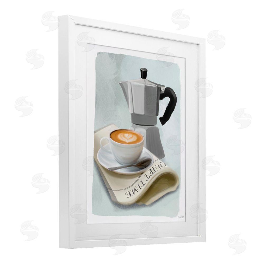 House Fenway Quiet Time Moka Coffee White Framed Print Under Glass Wall Art