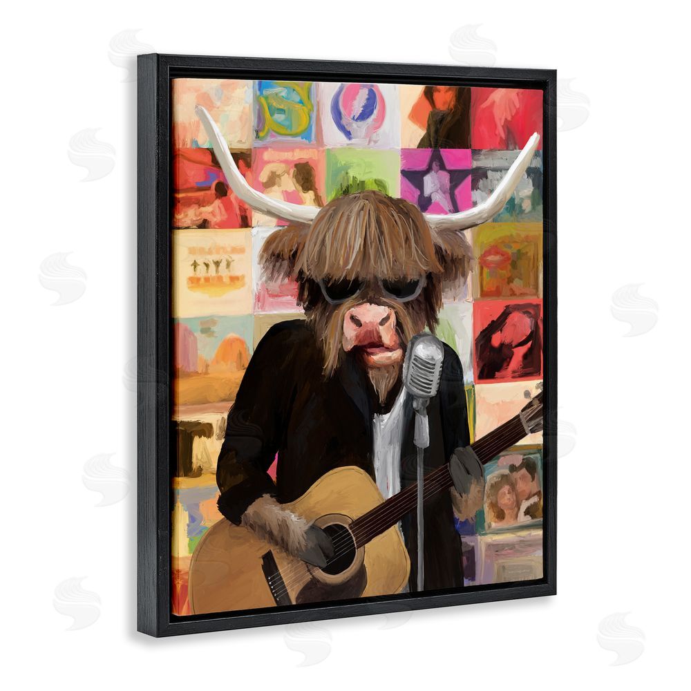 Kamdon Kreations Moo Records And Vinyls Black Floating Frame Canvas Wall Art Print