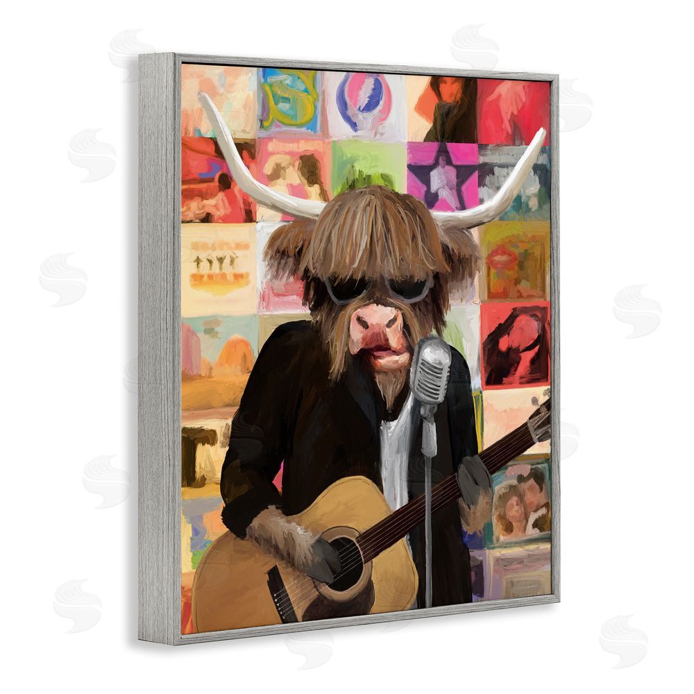 Kamdon Kreations Moo Records And Vinyls Gray Framed Giclee Wall Art Print