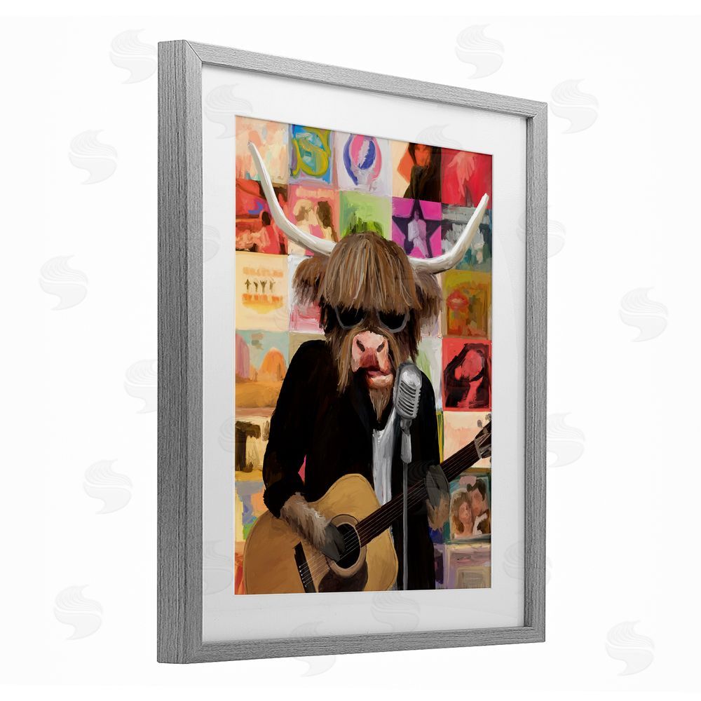 Kamdon Kreations Moo Records And Vinyls Gray Framed Print Under Glass Wall Art