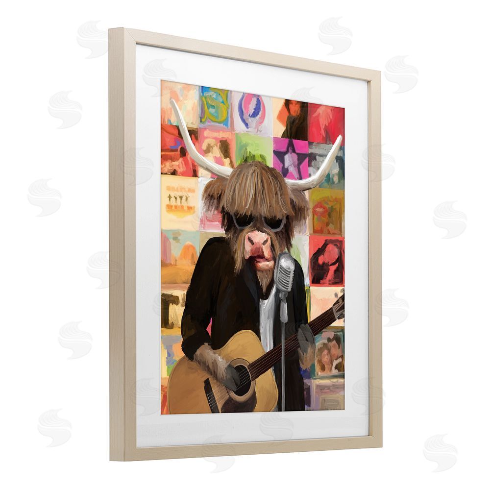 Kamdon Kreations Moo Records And Vinyls Brown Framed Print Under Glass Wall Art