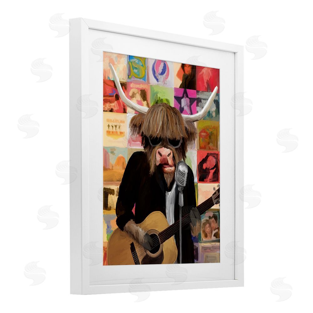 Kamdon Kreations Moo Records And Vinyls White Framed Print Under Glass Wall Art