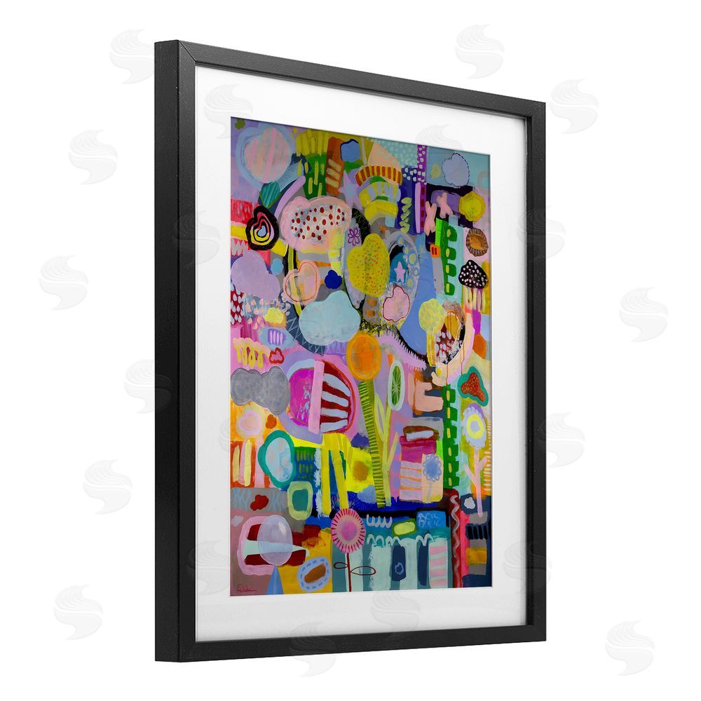 Mary Robertson Big Happy Whimsical Collage Black Framed Print Under Glass Wall Art