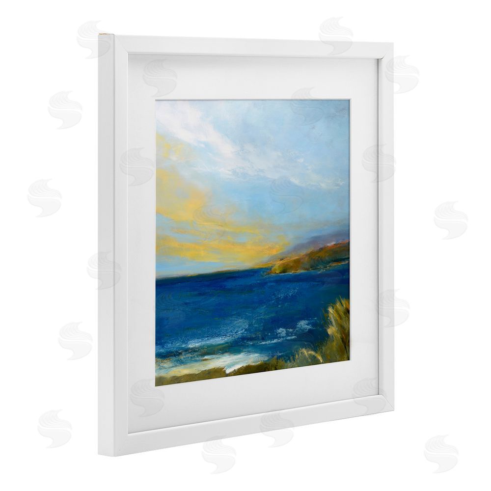 Patrick Dennis Vibrant Ocean Light at Dusk White Framed Print Under Glass Wall Art