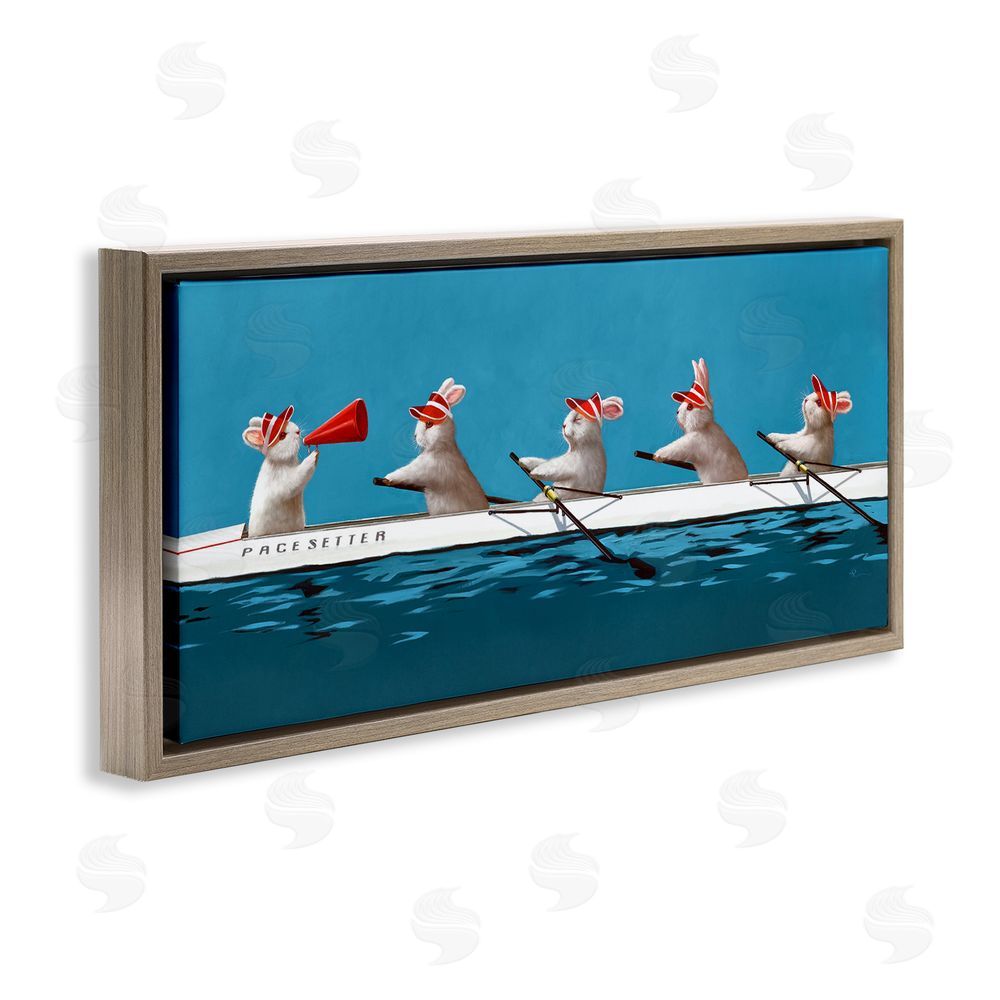 Lucia Heffernan Bunnies In The Boat Brown Floating Frame Canvas Wall Art Print