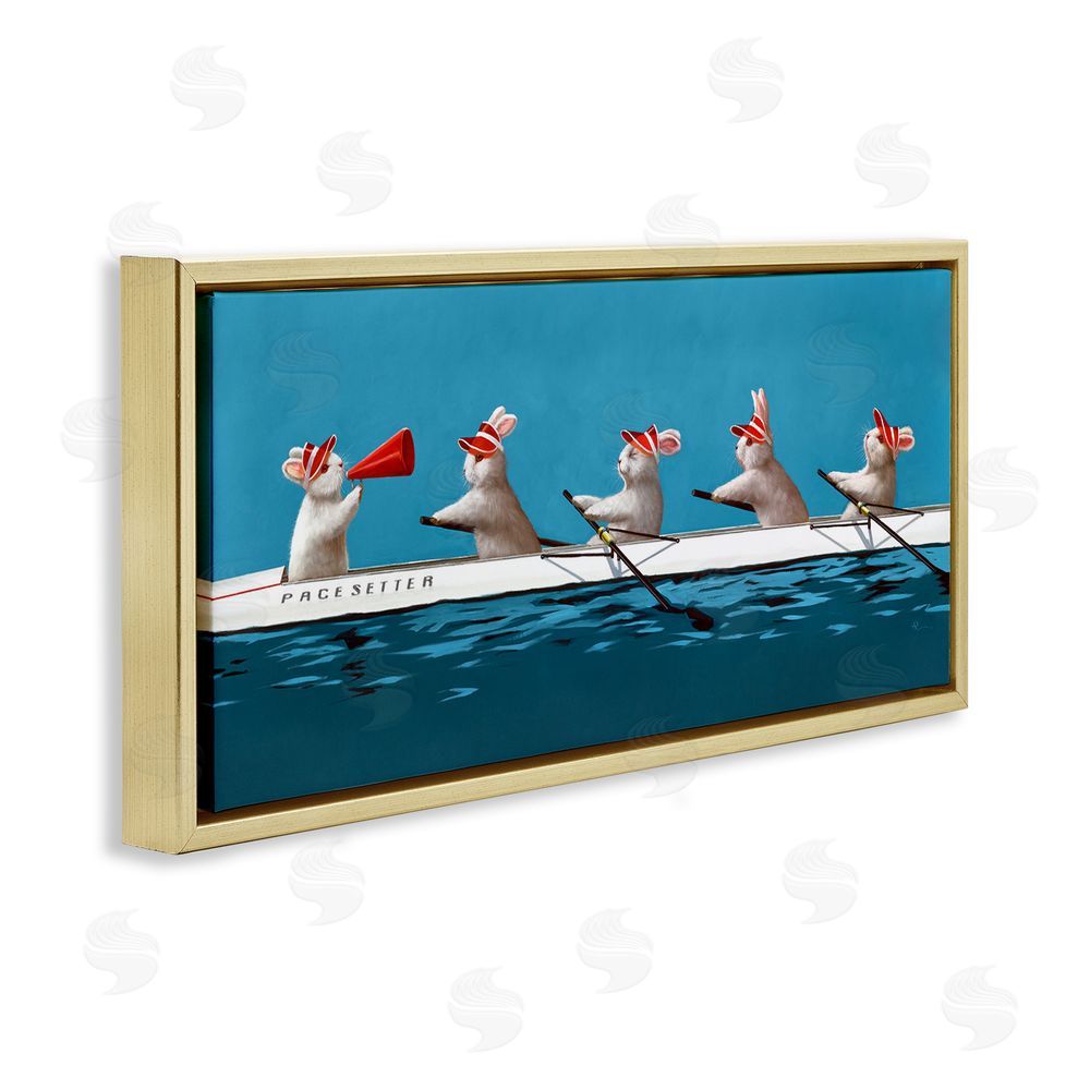 Lucia Heffernan Bunnies In The Boat Gold Floating Frame Canvas Wall Art Print