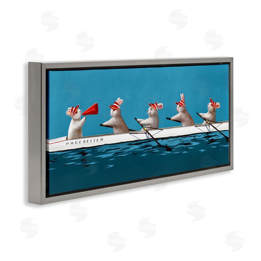 Lucia Heffernan Bunnies In The Boat Gray Floating Frame Canvas Wall Art Print
