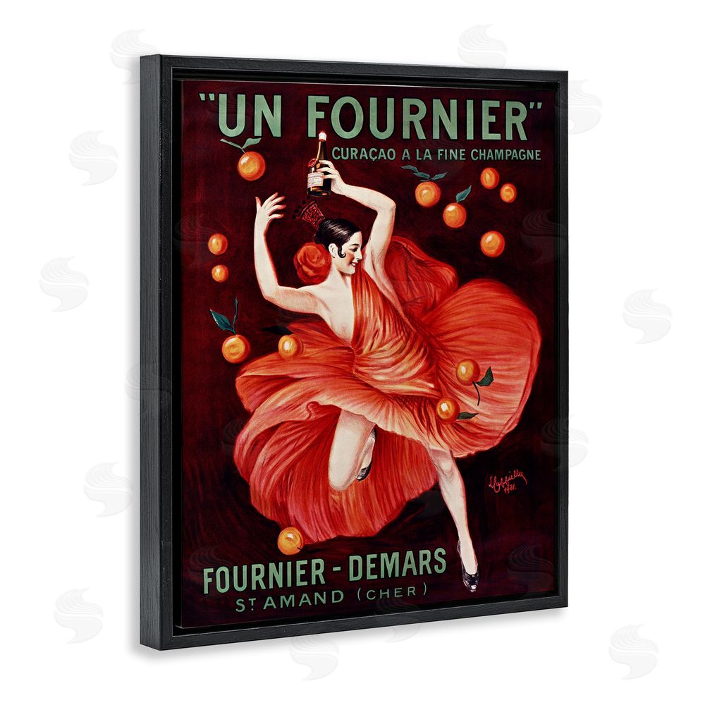 Leonetto Cappiello Vintage Champagne Dancer in Red Black Floating Frame Canvas Wall Art Print