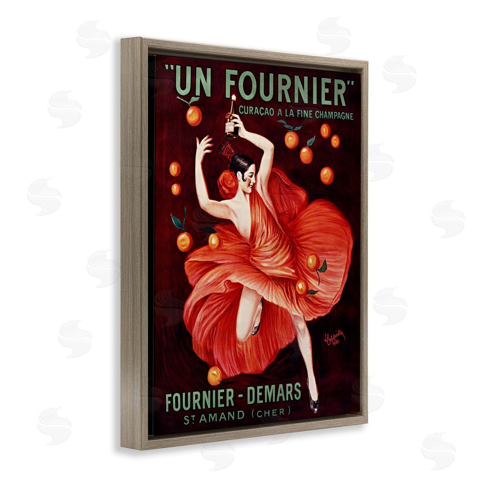 Leonetto Cappiello Vintage Champagne Dancer in Red Brown Floating Frame Canvas Wall Art Print