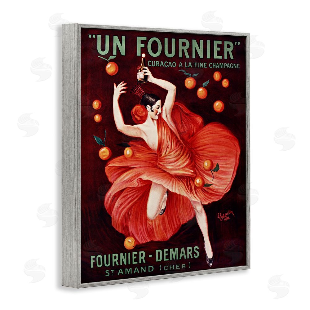 Leonetto Cappiello Vintage Champagne Dancer in Red Gray Framed Giclee Wall Art Print