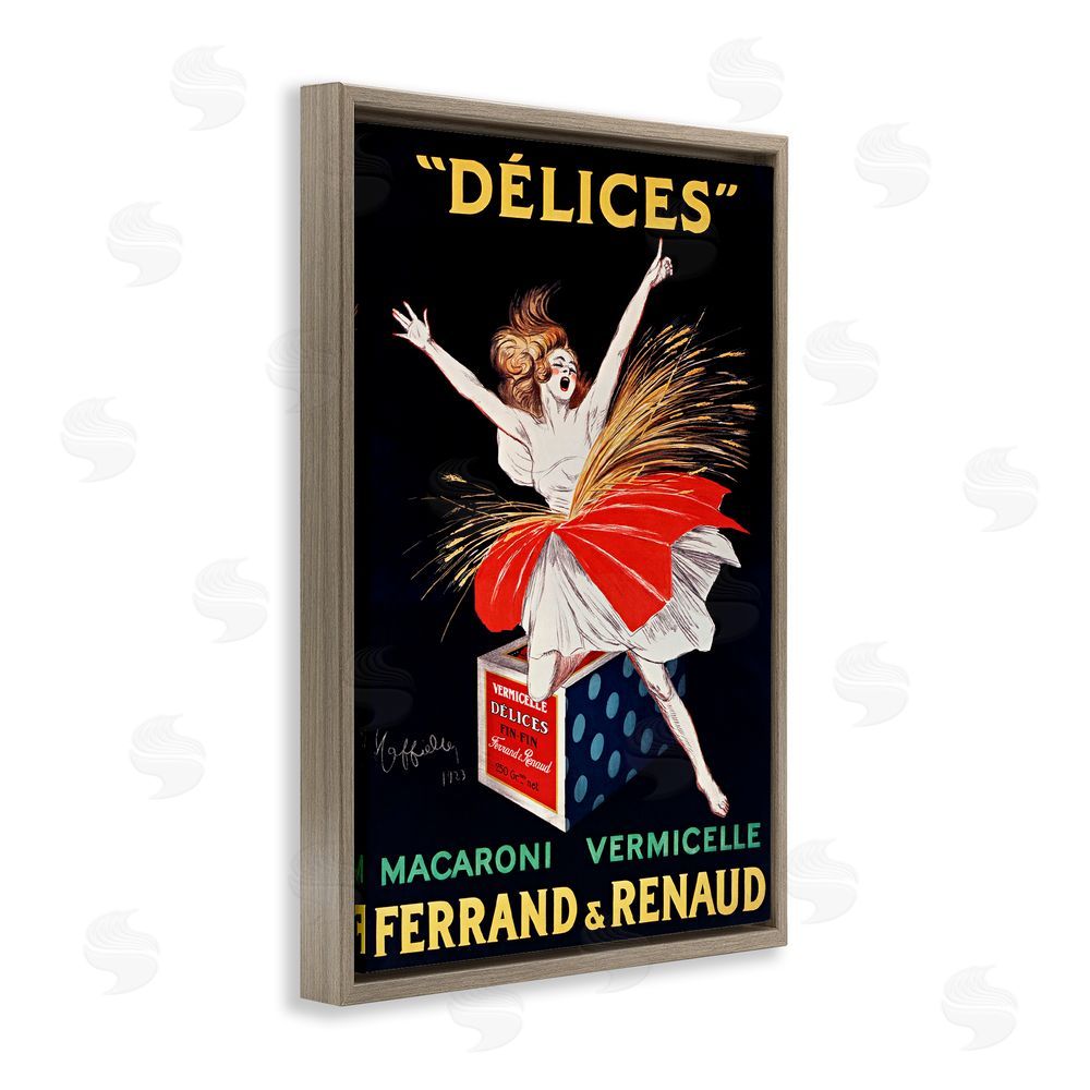 Leonetto Cappiello Vintage Dancer Food Advertisement Brown Floating Frame Canvas Wall Art Print
