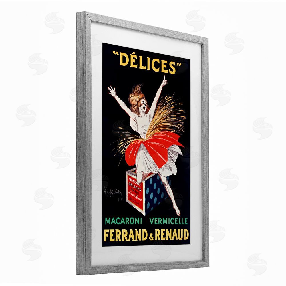 Leonetto Cappiello Vintage Dancer Food Advertisement Gray Framed Print Under Glass Wall Art