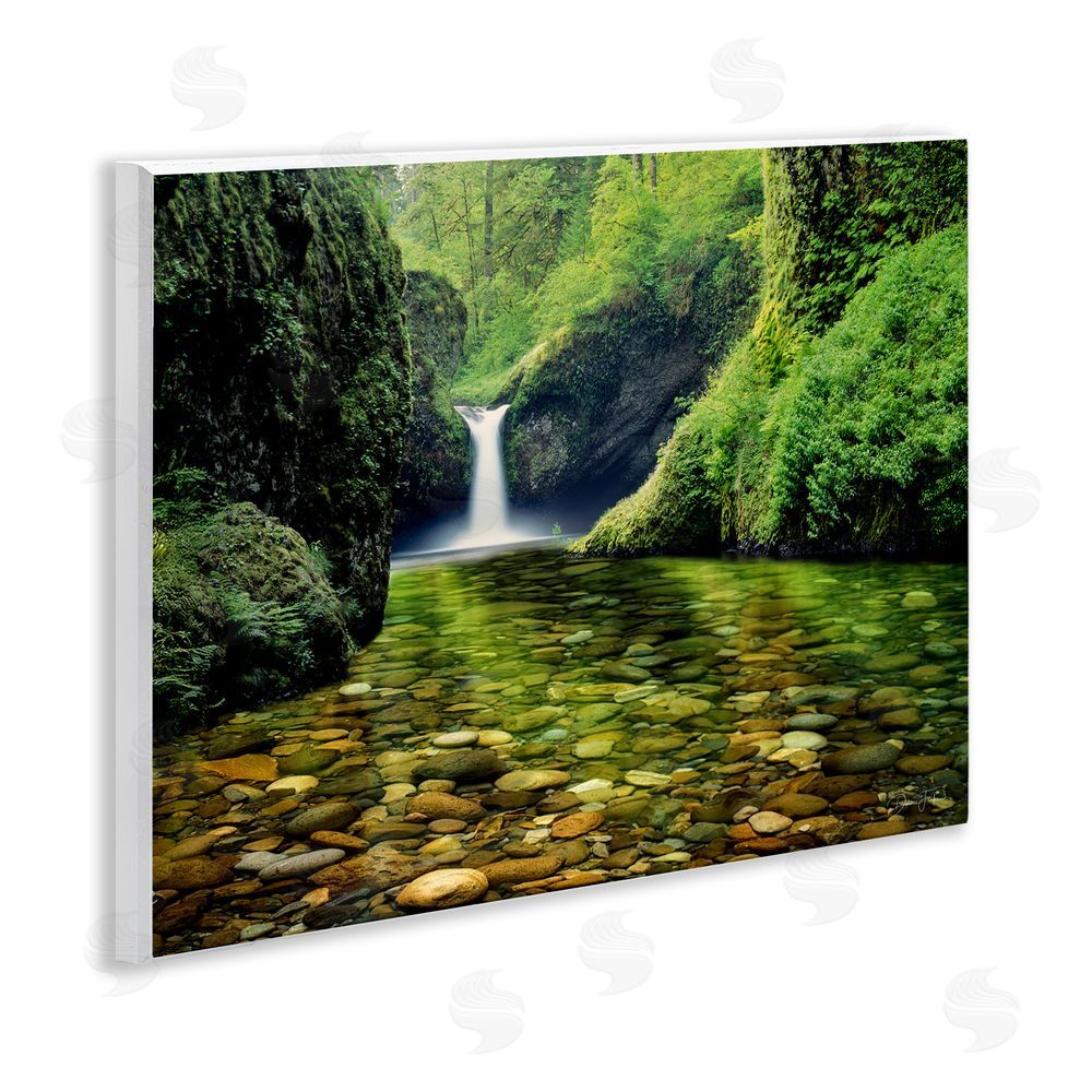 Dennis Frates Punchbowl Falls in Emerald Forest Wooden Wall Plaque Art Print