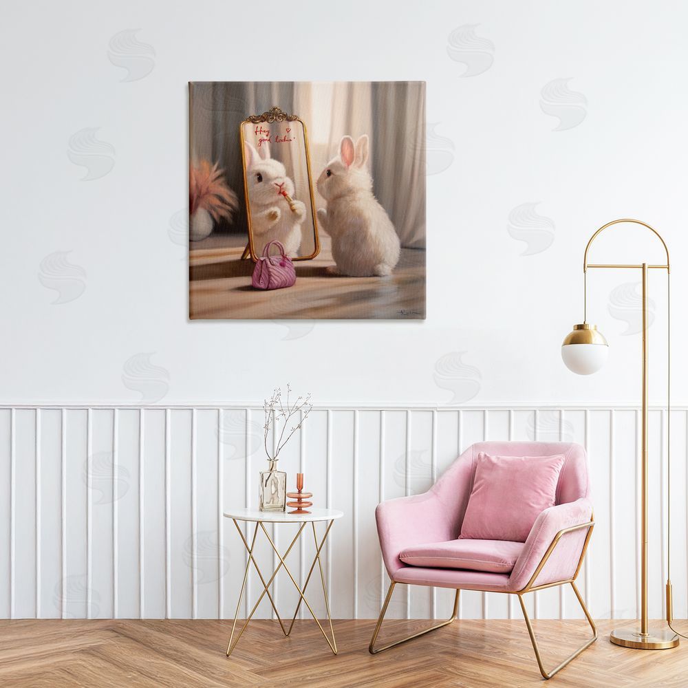 Lucia Heffernan Final Touch Makeup Bunny Stretched Canvas Wall Art in Room