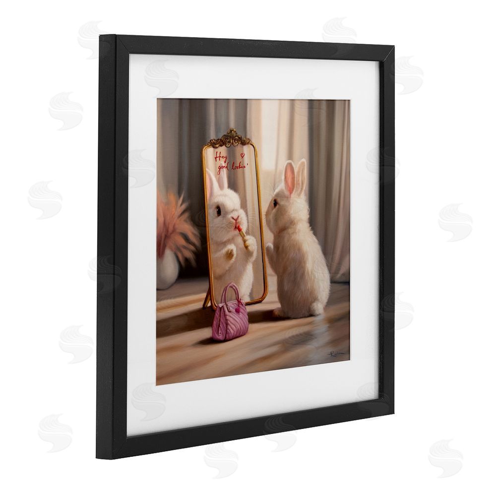 Lucia Heffernan Final Touch Makeup Bunny Black Framed Print Under Glass with Mat Wall Art