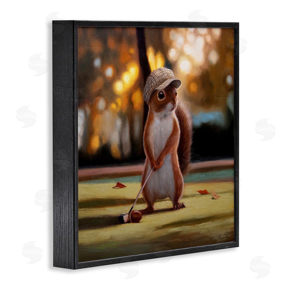 Lucia Heffernan Golf Nut Squirrel Black Framed Giclee Wall Art Print