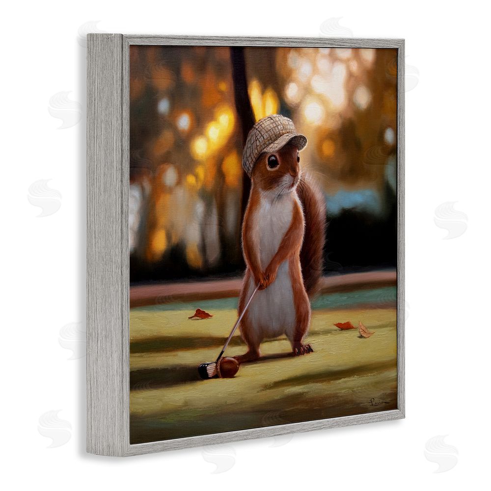 Lucia Heffernan Golf Nut Squirrel Gray Framed Giclee Wall Art Print