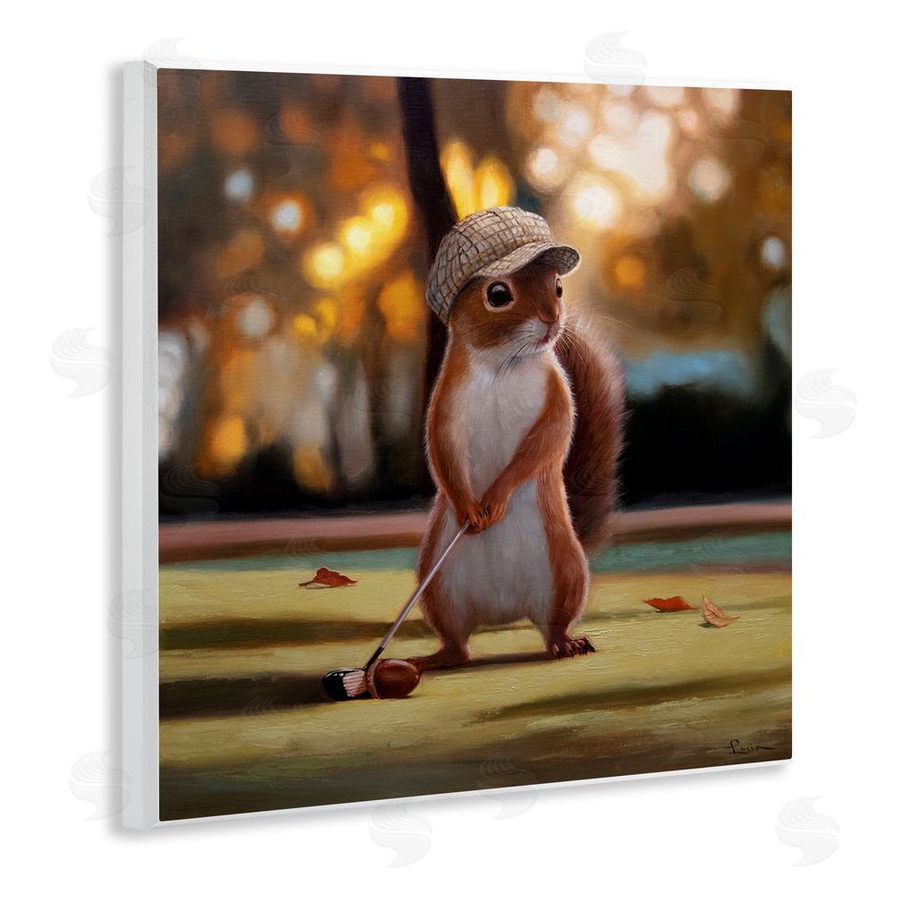 Lucia Heffernan Golf Nut Squirrel Wooden Wall Plaque Art Print