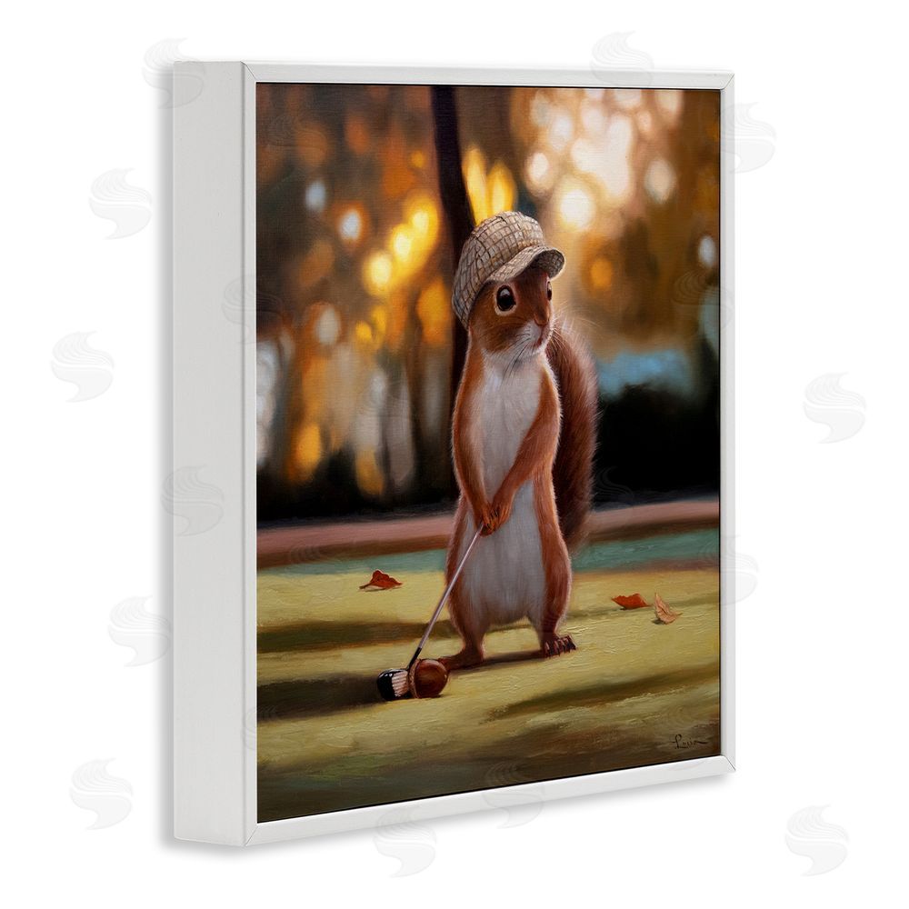 Lucia Heffernan Golf Nut Squirrel White Framed Giclee Wall Art Print