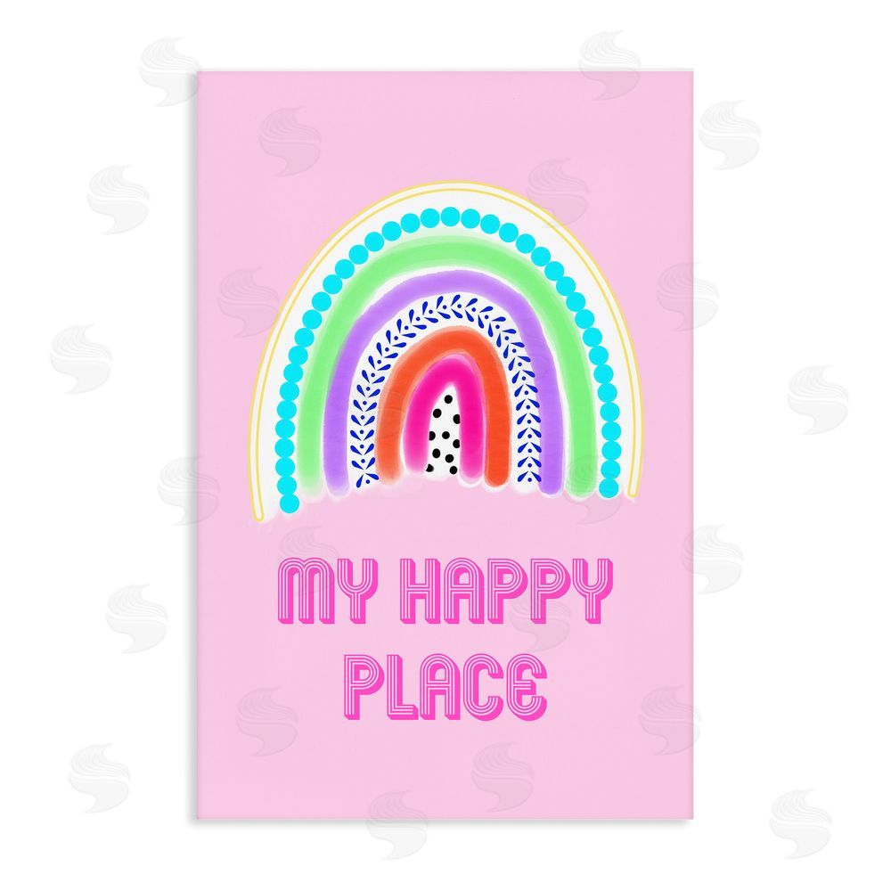 Pooja Dave Happy Place Dotted Rainbow Stretched Canvas Wall Art