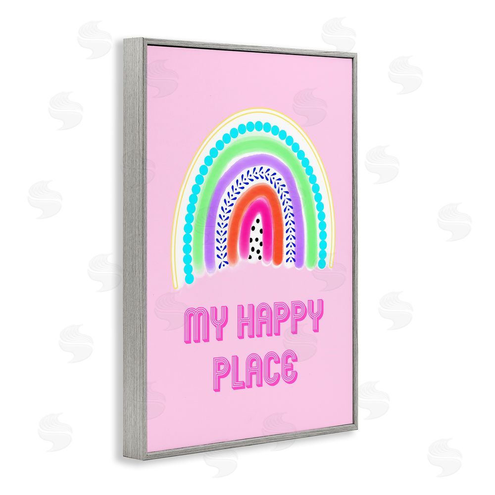 Pooja Dave Happy Place Dotted Rainbow Gray Framed Giclee Wall Art Print
