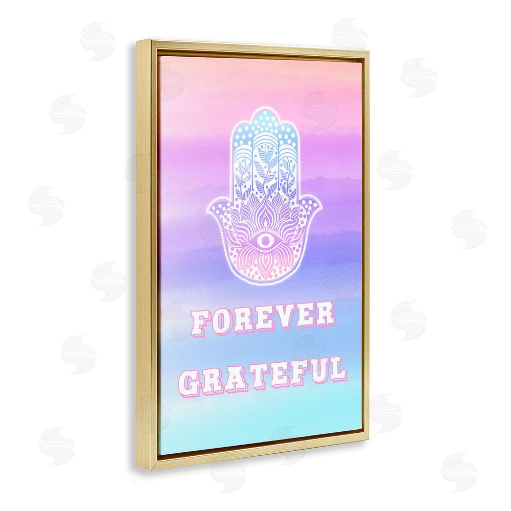 Pooja Dave Forever Grateful Hamsa Gold Floating Frame Canvas Wall Art