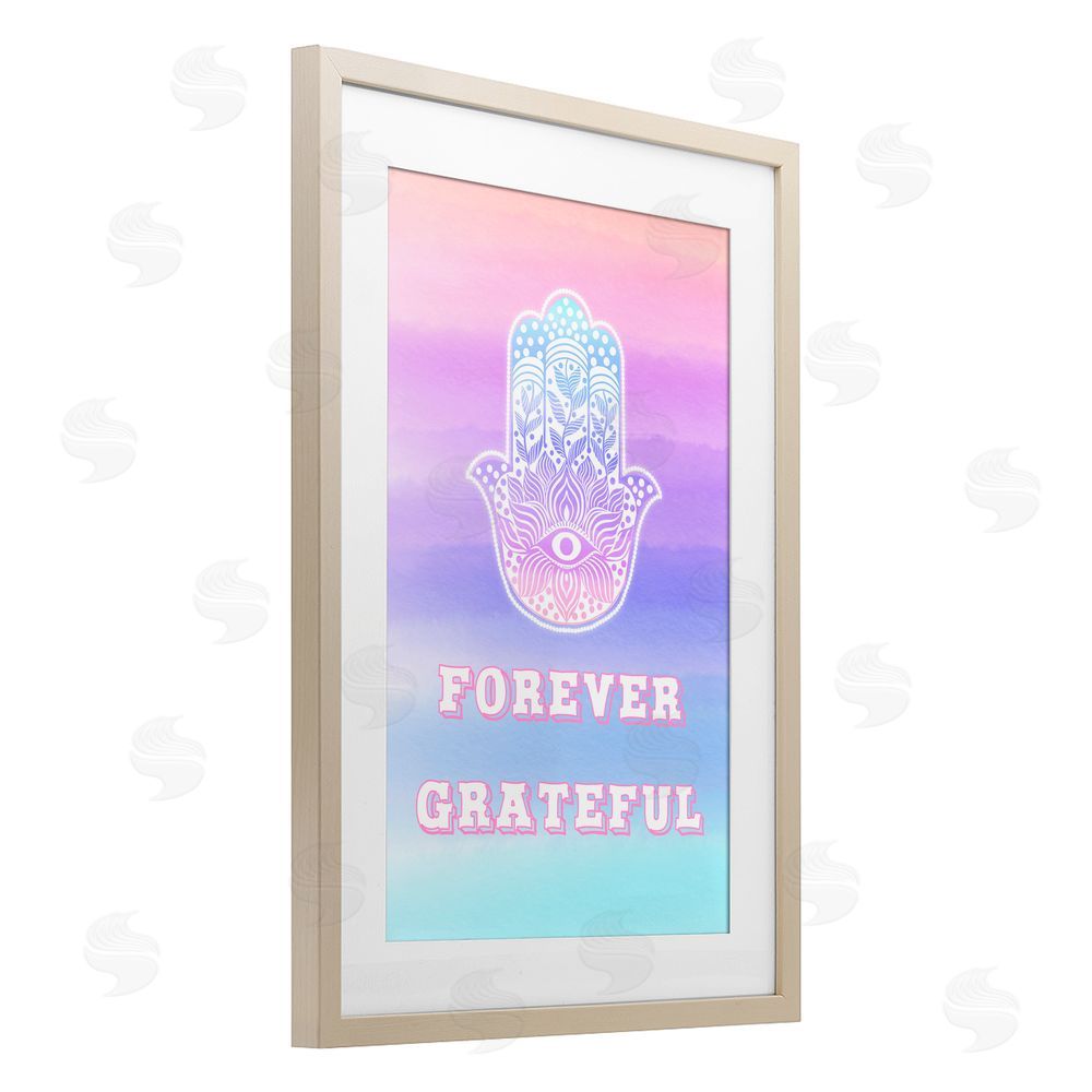 Pooja Dave Forever Grateful Hamsa Brown Framed Print Under Glass with Mat Wall Art