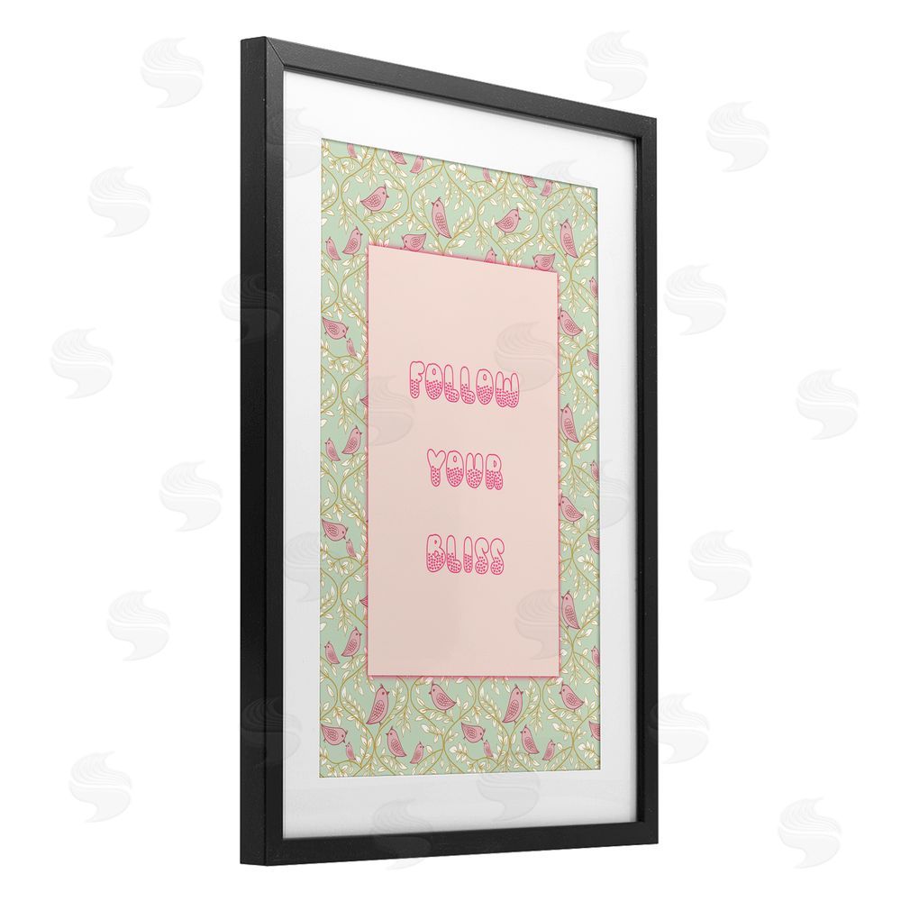 Pooja Dave Follow Your Bliss Black Framed Print Under Glass with Mat Wall Art