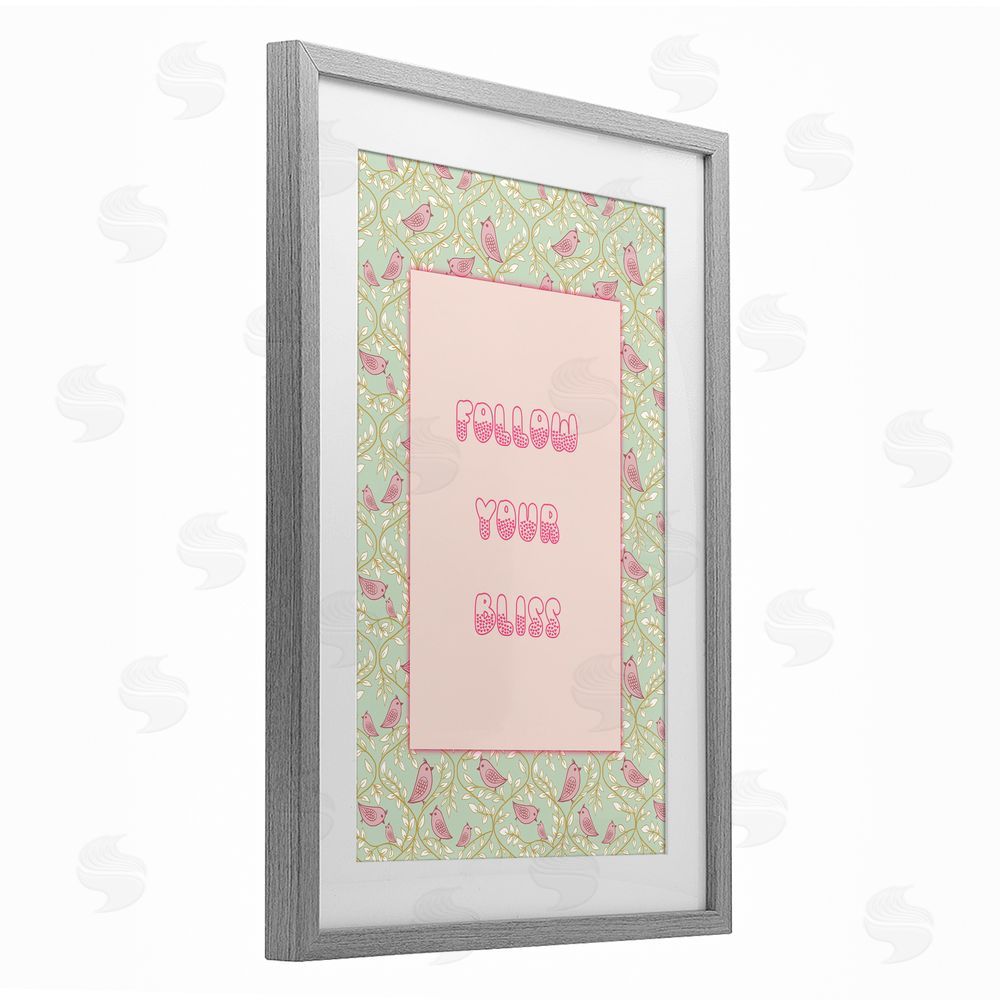 Pooja Dave Follow Your Bliss Gray Framed Print Under Glass with Mat Wall Art