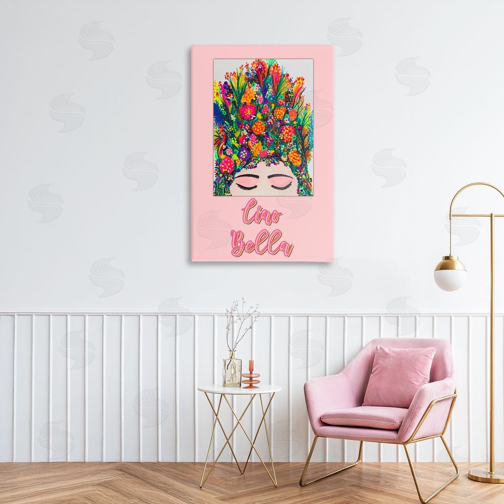 Pooja Dave Ciao Bella Floral Woman Stretched Canvas Wall Art in Room