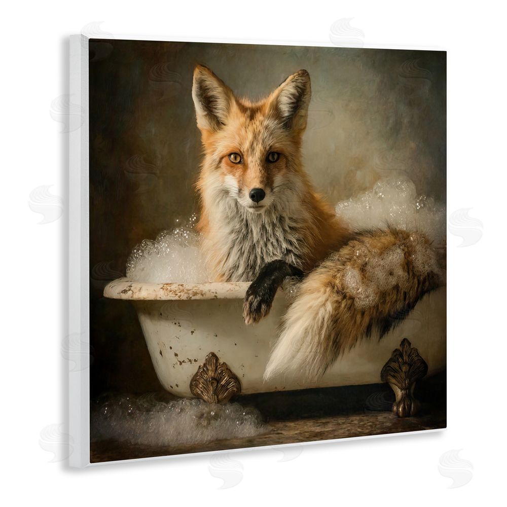Tina LeCour Red Fox Bubble Bath Wall Plaque Art Print