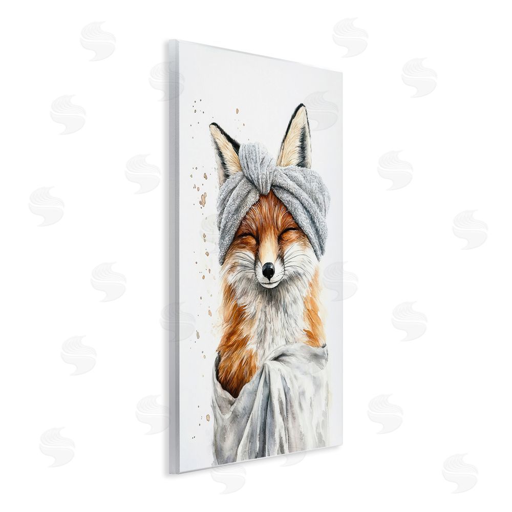 Tina LeCour Bathroom Fox Wrapped in Towel Wall Plaque Art Print
