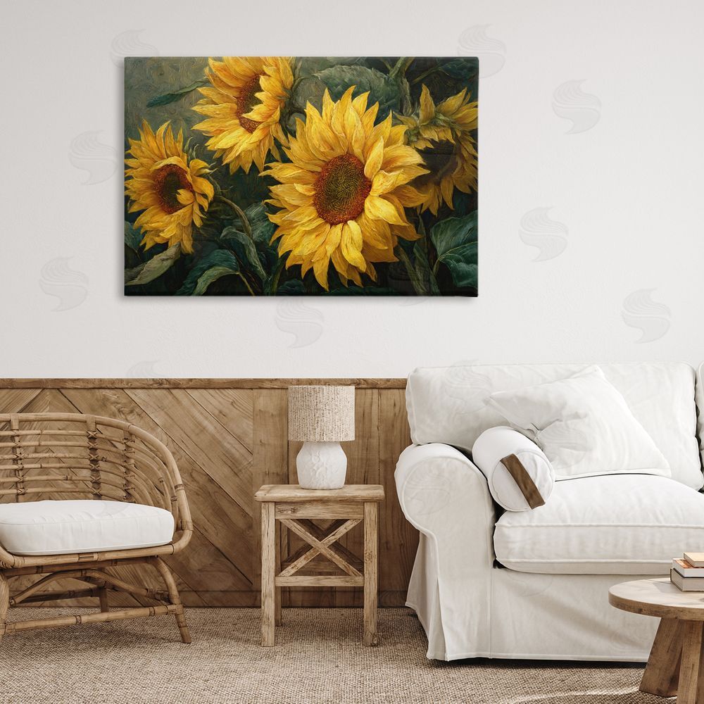Tina LeCour Sunflowers For The Soul Stretched Canvas Wall Art Print in Room