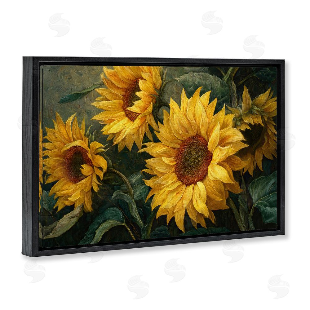 Tina LeCour Sunflowers For The Soul Black Floating Frame Canvas Wall Art Print