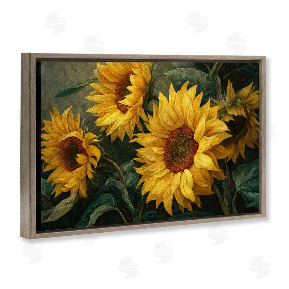 Tina LeCour Sunflowers For The Soul Brown Floating Frame Canvas Wall Art Print