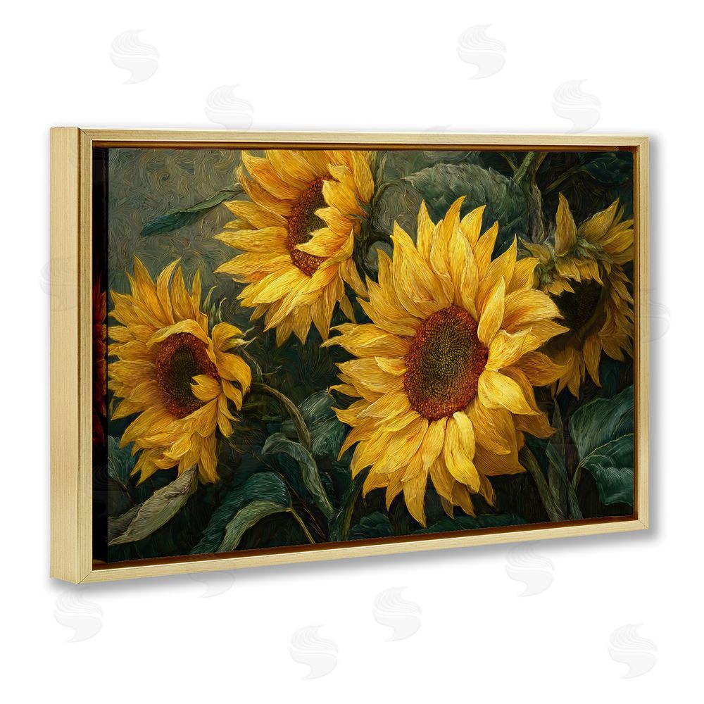 Tina LeCour Sunflowers For The Soul Gold Floating Frame Canvas Wall Art Print