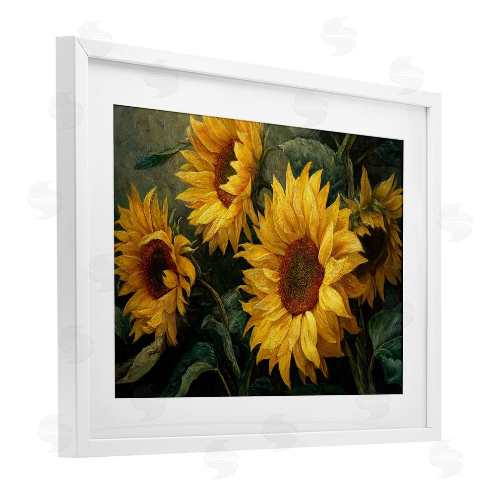 Tina LeCour Sunflowers For The Soul White Framed Print Under Glass Wall Art
