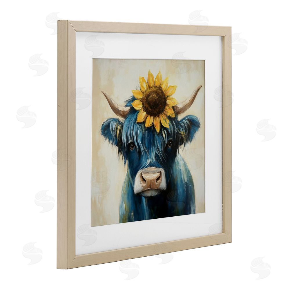 Tina LeCour Pastoral Sunflower Highland Brown Framed Print Under Glass Wall Art