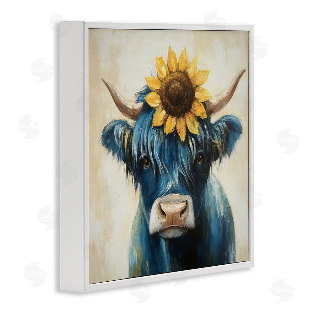 Tina LeCour Pastoral Sunflower Highland White Framed Giclee Wall Art Print