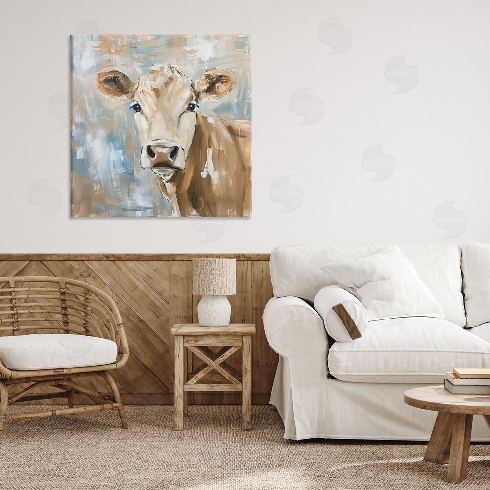 Tina LeCour The Brown Cow Abstract Stretched Canvas Wall Art Print in Room