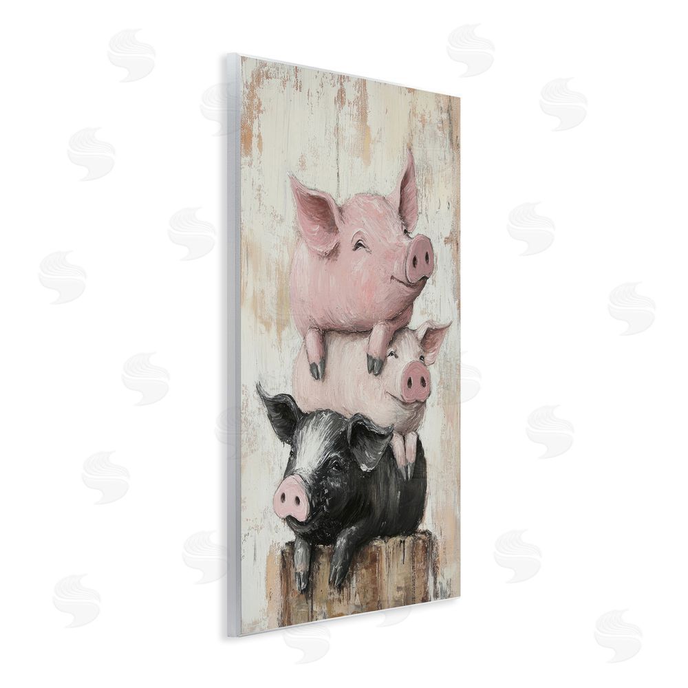Tina LeCour Pig & Piglet Pile Wall Plaque Art Print