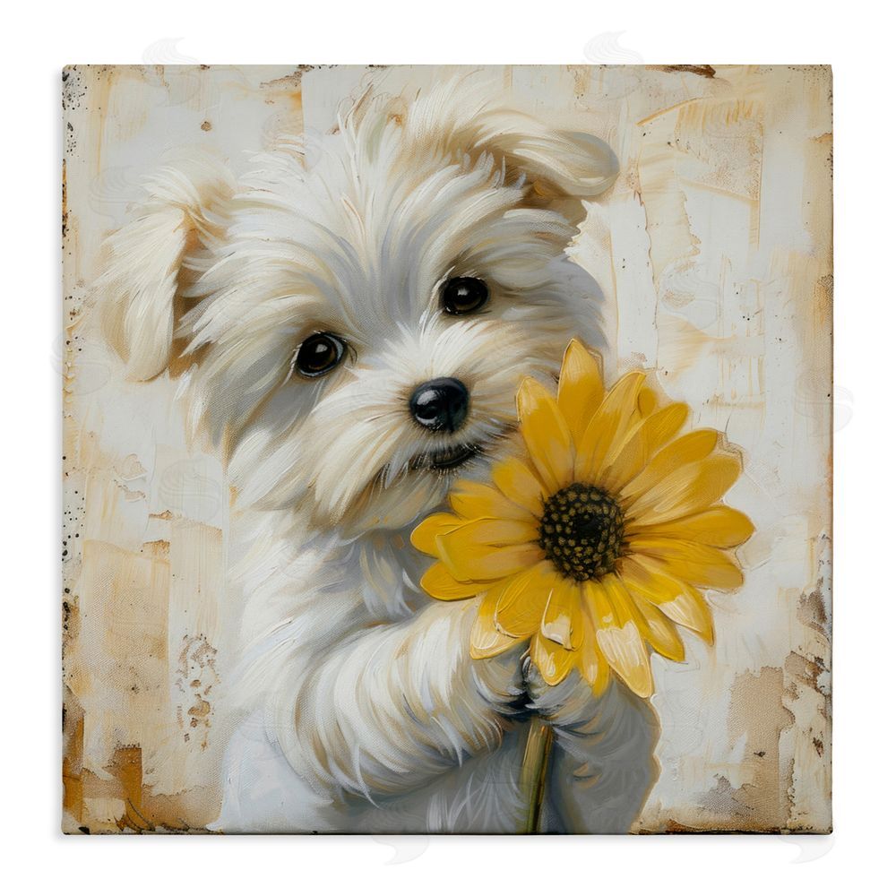 Tina LeCour Little Lucky Puppy Stretched Canvas Wall Art